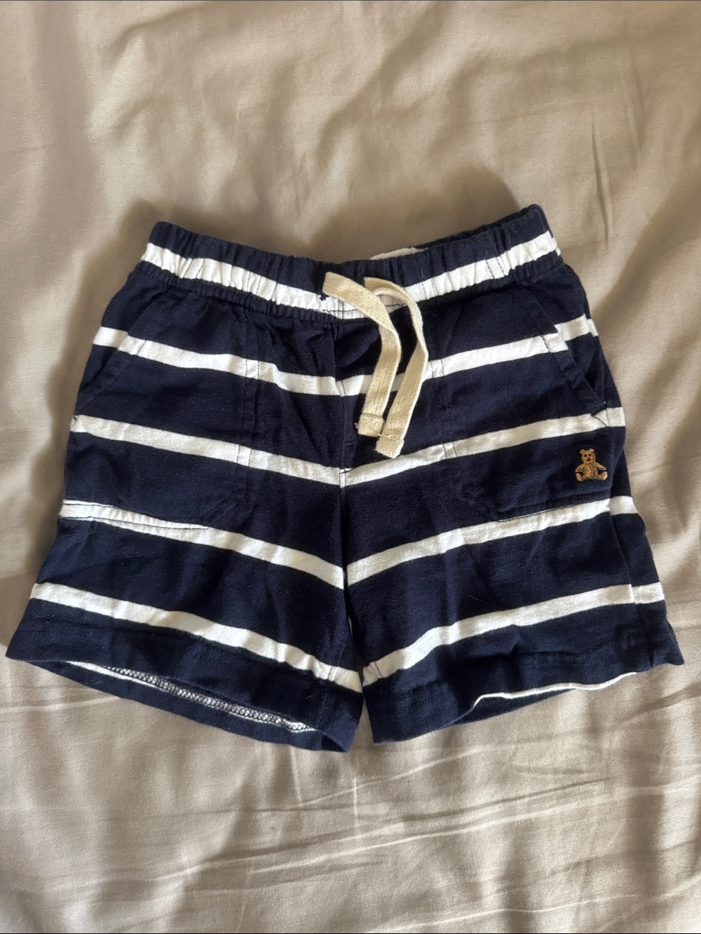 GAP Navy and White Striped Athletic Drawstring Shorts
